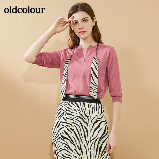 oldcolour秋季商场同款中袖薄款针织衫女N31052131 商品图2