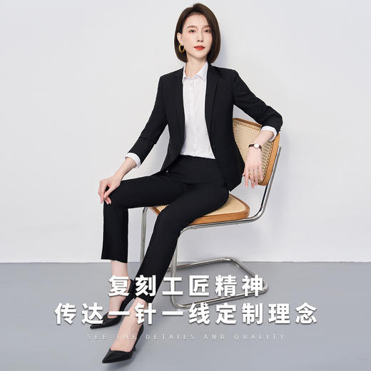 【上衣+裤子】罗蒙春秋女士西服套装职业正装商务通勤上班修身两件套 商品图3