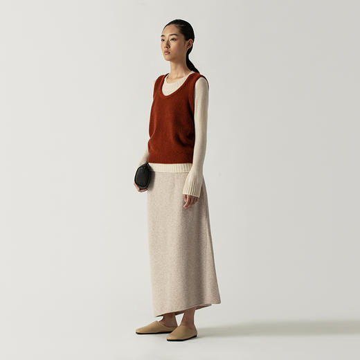 322工房叠搭背心圈圈纱山羊绒打底衫2022年秋冬新款纯色百搭针织 商品图3