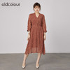 oldcolour2021秋季商场同款V领高腰显瘦大方碎花连衣裙N31103110 商品缩略图3