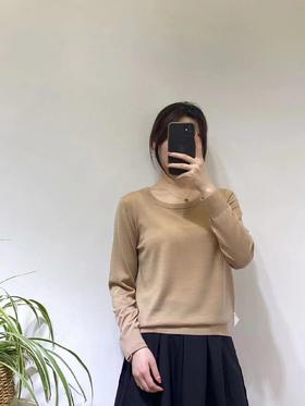 鹿王新款圆领美丽诺羊毛打底衫