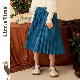 littletime女童半身百褶裙春秋2022新款洋气百搭长裙女孩外穿裙子