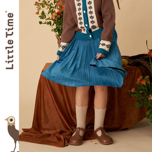 littletime女童半身百褶裙春秋2022新款洋气百搭长裙女孩外穿裙子 商品图2