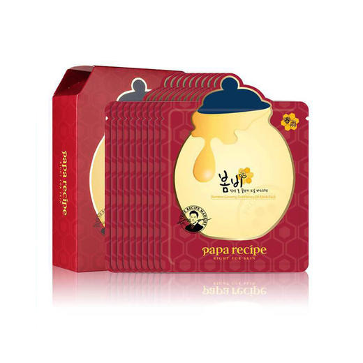 PaPa Recipe春雨 红参蜂蜜精油面膜 10片/盒 红色 商品图1