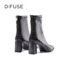 DFuse迪芙斯秋季新款方头鳄鱼纹粗跟短靴女DF24116048 商品缩略图10