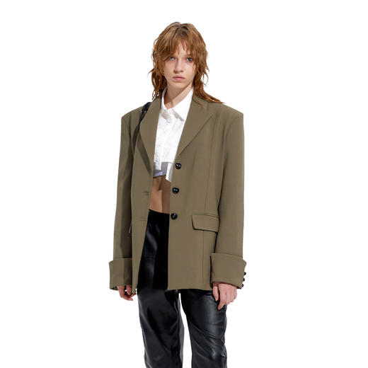 NUTH“再度开始的日常”卡其色西装宽松百搭设计感西装外套 商品图1