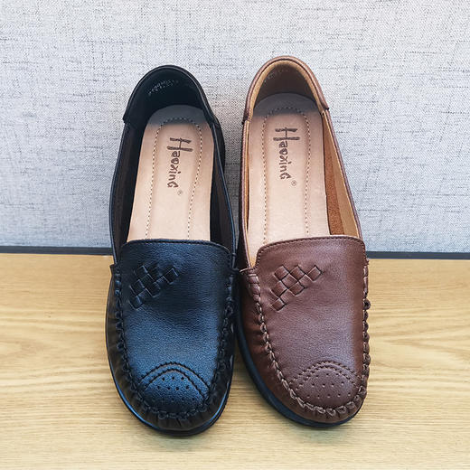 豪行2021年秋季新款213Q46515休闲真皮软底女鞋防滑透气女士单鞋 商品图5