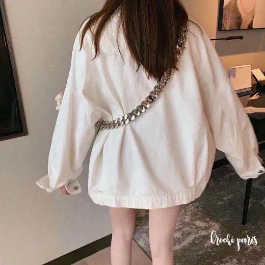 送小熊韩版纯色港风外套女学生秋季新款复古宽松百搭夹克工装上衣 商品图6