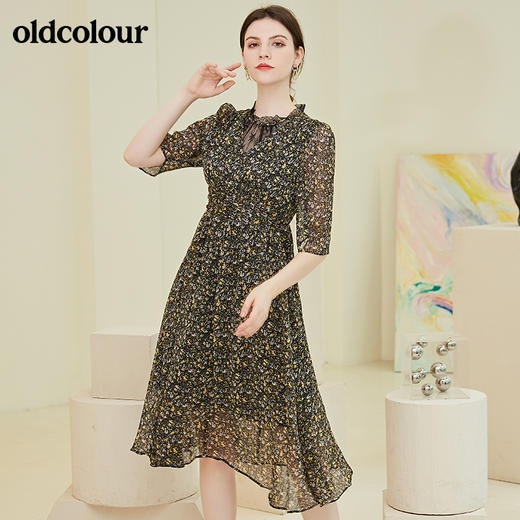 oldcolour春秋季商场同款时尚碎花气质连衣裙N31102105 商品图1
