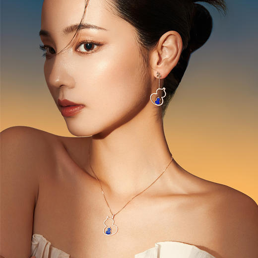 ［东方幸趣］18K玫瑰金青金石镶钻项坠#岱川 商品图3