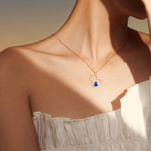［东方幸趣］18K玫瑰金青金石镶钻项坠#岱川 商品图2