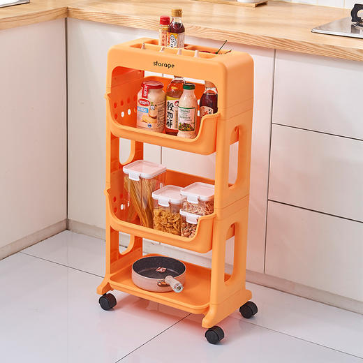 【日用百货】厨房置物架落地多层果蔬菜架子菜篮子小推车菜筐收纳用品家用大全 商品图2