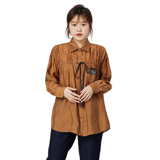 oldcolour2021秋商场同款褶皱甜美别致设计感小众衬衫女N32013206 商品图4