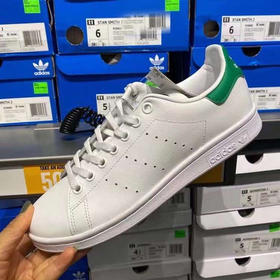 Adidas阿迪达斯 Stan Smith 大童款绿尾小白鞋