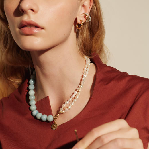 北京仓｜Barbóra-Euphoria-太阳金币 天河石 珍珠 项链［希腊设计师] 商品图0