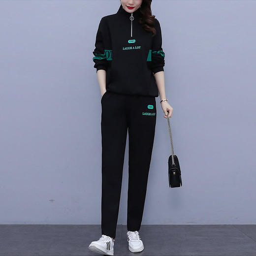 秋款大码女装休闲运动服套装洋气减龄春秋特别设计卫衣时尚两件套 ZQ1278-229 商品图3