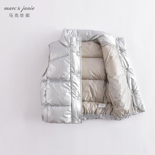 马克珍妮秋冬新款 女童金属色立领超轻保暖羽绒马甲221658 商品图4
