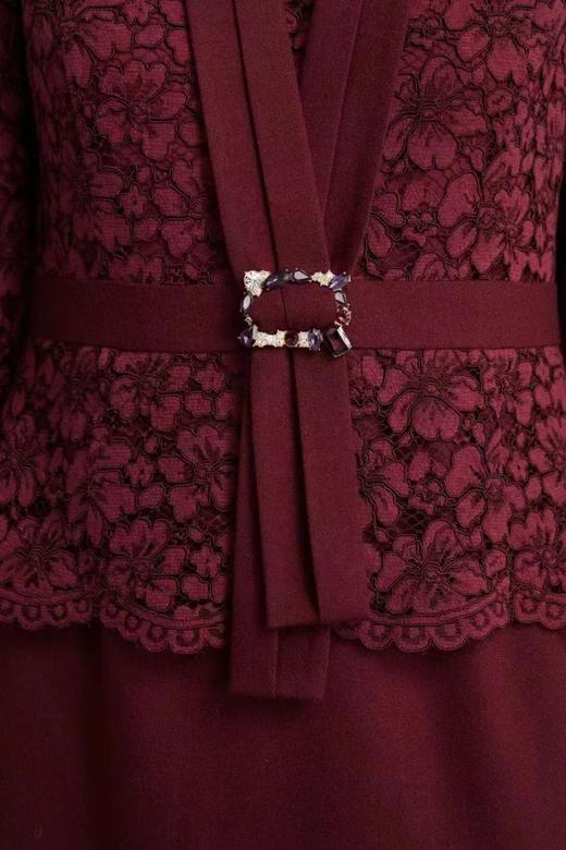 3F皮尔卡丹女装蕾丝羊毛连衣裙 商品图2