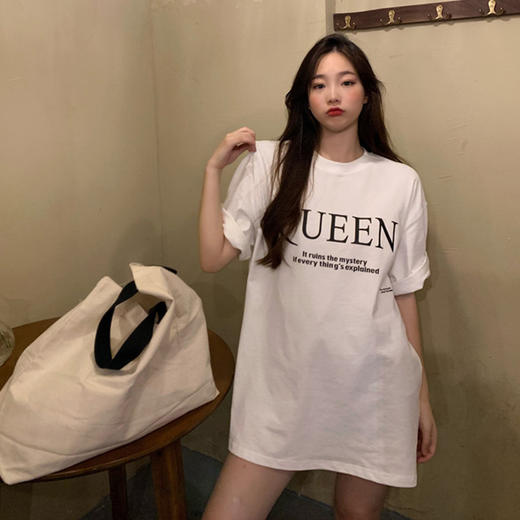 【多款式 超值装！】2022显瘦气质T恤春夏新款短袖T恤女韩版宽松中长款打底衫学生上衣女装休闲 商品图3