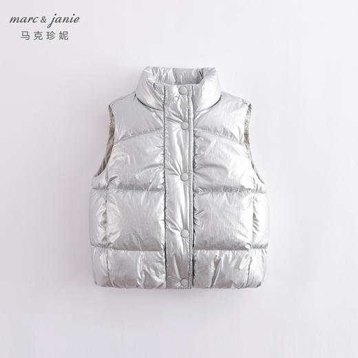 马克珍妮秋冬新款 女童金属色立领超轻保暖羽绒马甲221658 商品图1