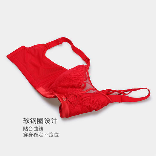 美季美优J窗花漏影大红色文胸W259C02 商品图2