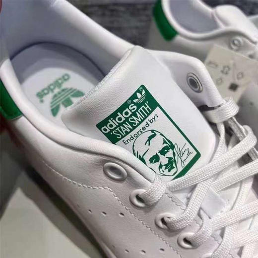 Adidas阿迪达斯 Stan Smith 大童款绿尾小白鞋 商品图4