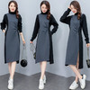 秋季通勤，中长款长袖高领拼接显瘦减龄连衣裙HR-HYGG8605 商品缩略图1