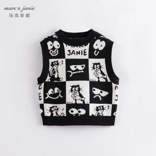 【柔蓝绒】马克珍妮男童猫咪针织马甲 儿童背心春秋款上衣231309 商品图2