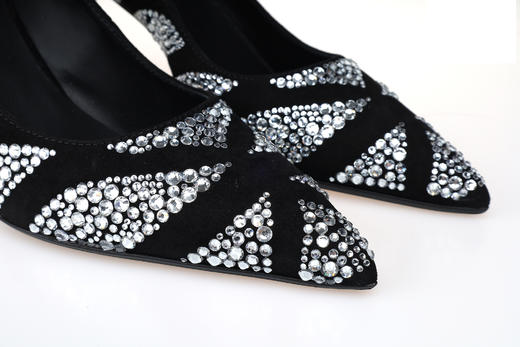 豪麟名鞋奥莱LORIBLU女鞋皮鞋羊反绒面革+施华洛世奇LR00400P黑色  原价5660元 商品图2