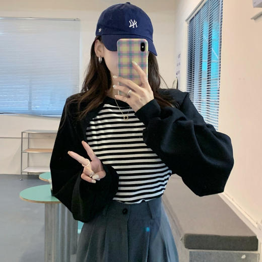 黛唯梵氛围感卫衣2022新款女款设计感小众宽松假两件秋季oversize上衣 商品图3