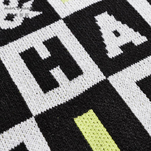 马克珍妮男童黑白格针织衫 宽松套头毛衣221506 商品图3