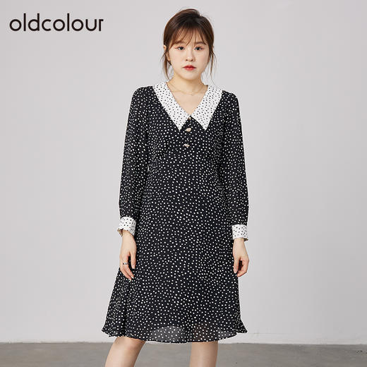 oldcolour2021秋季商场同款休闲简约波点印花连衣裙N31103501 商品图0