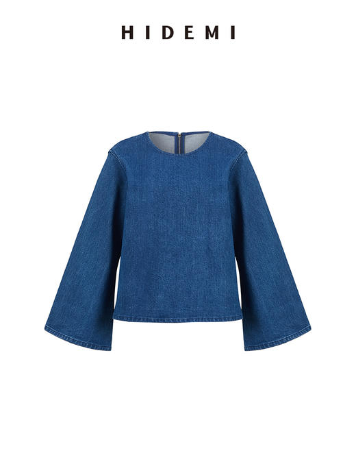 HIDEMI “重塑单宁”可再生环保牛仔系列圆领廓形上衣 商品图11
