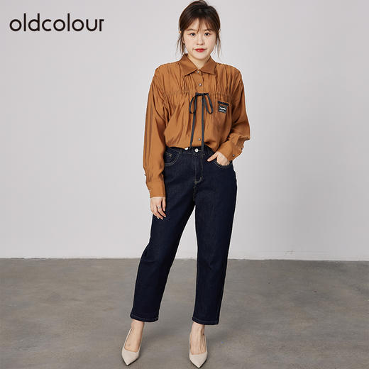 oldcolour2021秋商场同款褶皱甜美别致设计感小众衬衫女N32013206 商品图2