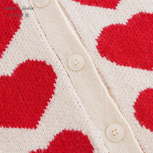 【柔蓝绒】马克珍妮冬款女童爱心提花毛衣 儿童针织开衫221386 商品图5