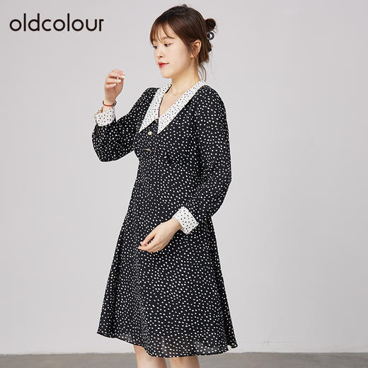 oldcolour2021秋季商场同款休闲简约波点印花连衣裙N31103501 商品图2