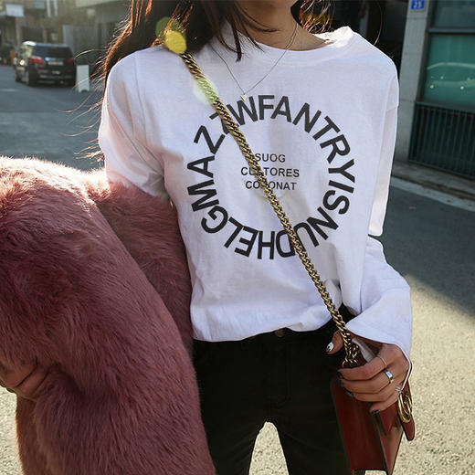 2022秋季新款韩版长袖印花T恤女衣服打底衫上衣女装 商品图3