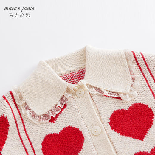 【柔蓝绒】马克珍妮冬款女童爱心提花毛衣 儿童针织开衫221386 商品图3