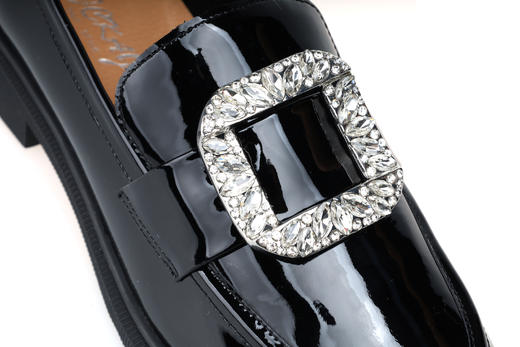 豪麟名鞋奥莱迪嘉女装牛移膜革乐福鞋DJELA22WS007黑色  原价1660元 商品图2