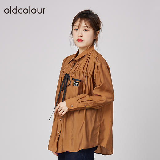 oldcolour2021秋商场同款褶皱甜美别致设计感小众衬衫女N32013206 商品图0