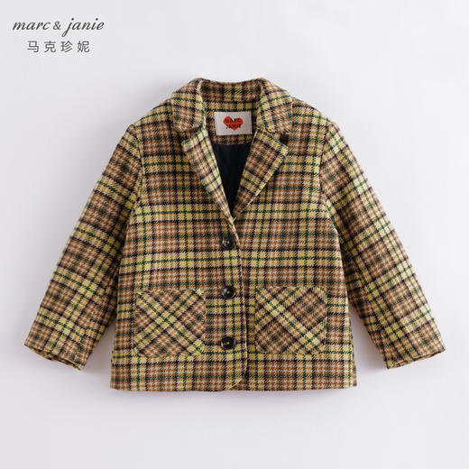 marcjanie马克珍妮秋装新款 女童绿色格纹西装外套221577 商品图2