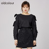 oldcolour2021秋商场同款设计感小众气质别致黑色衬衫女N32013258 商品缩略图0