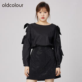 oldcolour2021秋商场同款设计感小众气质别致黑色衬衫女N32013258