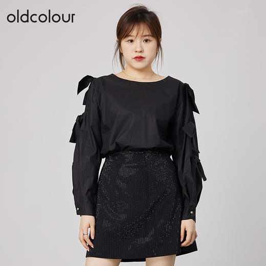 oldcolour2021秋商场同款设计感小众气质别致黑色衬衫女N32013258 商品图0
