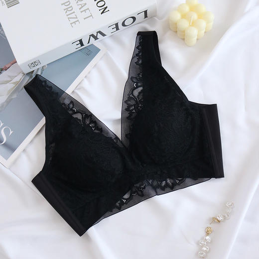 TG-TG02S157夏季蕾丝性感真丝文胸 无钢圈薄款桑蚕丝美背内衣 商品图5