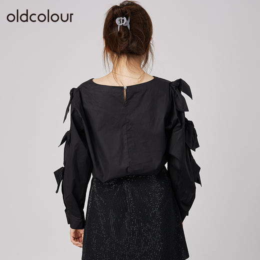oldcolour2021秋商场同款设计感小众气质别致黑色衬衫女N32013258 商品图3