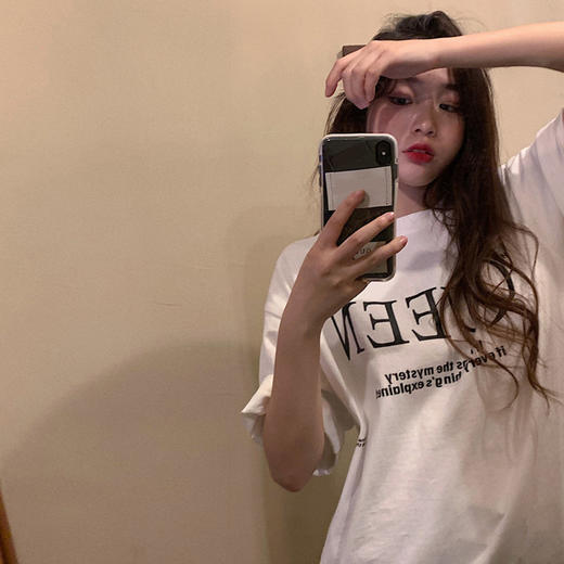 【多款式 超值装！】2022显瘦气质T恤春夏新款短袖T恤女韩版宽松中长款打底衫学生上衣女装休闲 商品图2