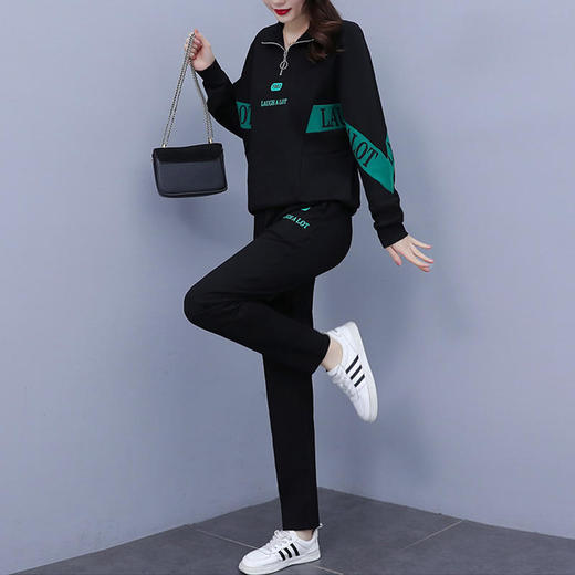 秋款大码女装休闲运动服套装洋气减龄春秋特别设计卫衣时尚两件套 ZQ1278-229 商品图2