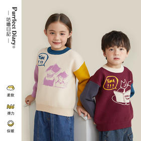 圆领拼接袖卡通提花毛衣PQMY2211