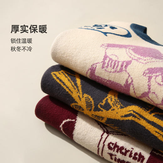 圆领拼接袖卡通提花毛衣PQMY2211 商品图4
